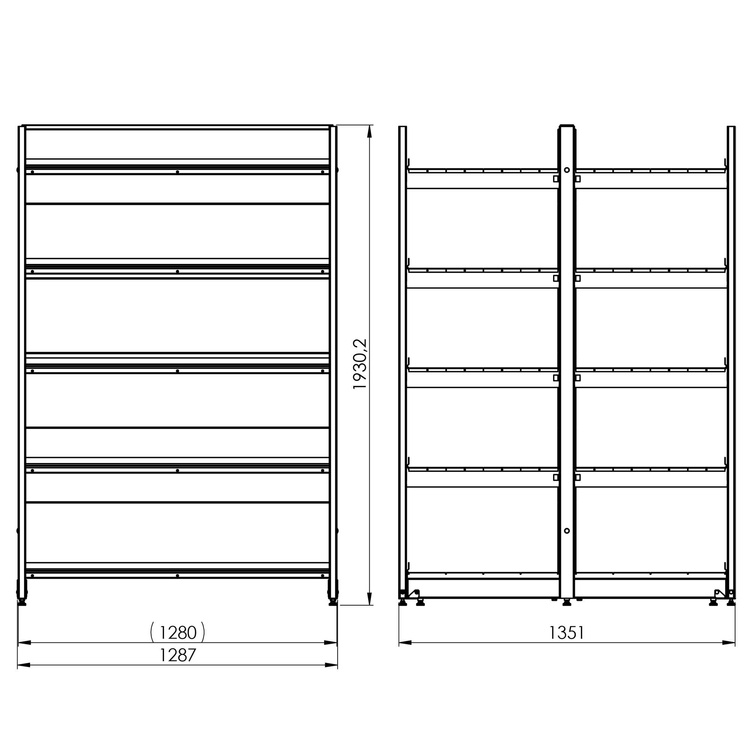 Regał wolnostojący wyspa 5 półek 193x128x135 cm