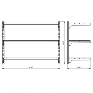 Regał przykręcany do ściany 3 półki 61x83x33 cm