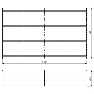 Regał przykręcany do ściany 4 półki 152x253x48 cm