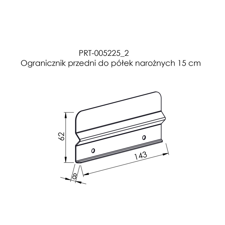 Ogranicznik przedni do półek narożnych 15 cm