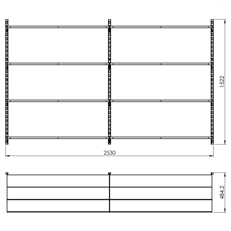 Regał przykręcany do ściany 4 półki 152x253x48 cm