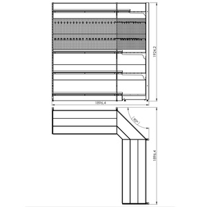 Regał wolnostojący przyścienny narożny 4 półki 193x190x190 cm