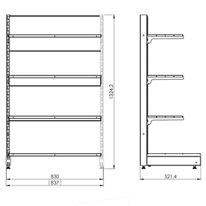 Dostawka do ciągu regałów wolnostojących przyściennych 4 półki 133x83x52 cm