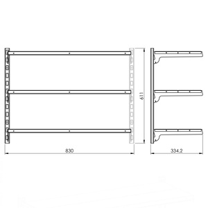 Dostawka do ciągu regałowego przykręcanego do ściany 3 półki 61x83x33 cm