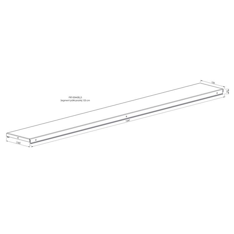 Segment / Blat półki prostej 125 cm