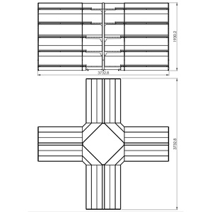 Regał wolnostojący wyspa 5 półek 193x373x373 cm
