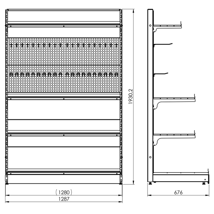 Regał wolnostojący przyścienny 4 półki 193x128x67 cm