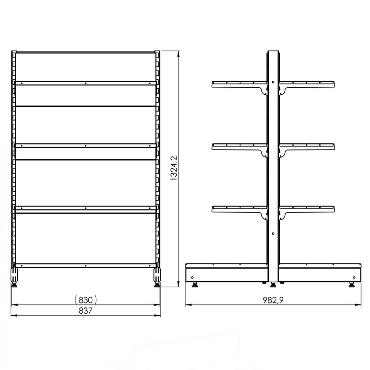 Regał wolnostojący wyspa 4 półki 133x83x98 cm