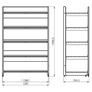 Regał wolnostojący przyścienny 5 półek 193x128x70 cm