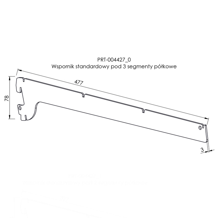Wspornik standardowy pod 3 segmenty półkowe