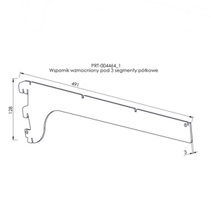 Wspornik wzmocniony pod 3 segmenty półkowe