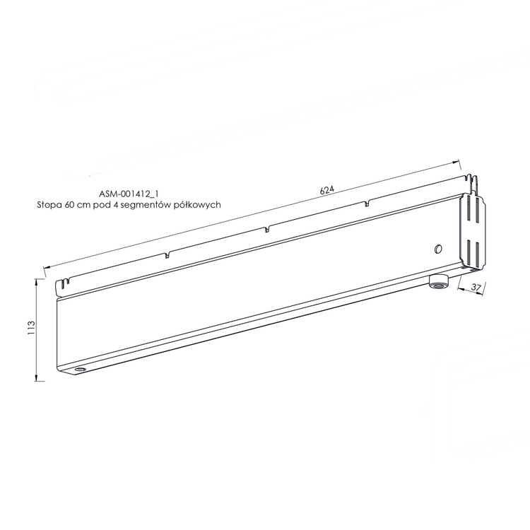 Stopa 60 cm pod 4 segmenty półkowe