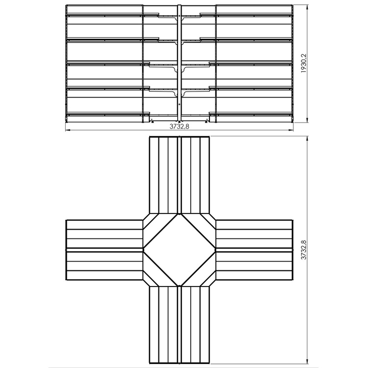 Regał wolnostojący wyspa 5 półek 193x373x373 cm