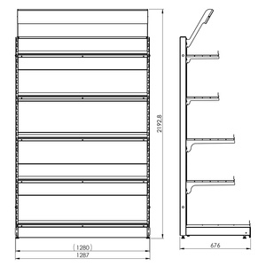 Regał wolnostojący przyścienny 5 półek 219x128x67 cm