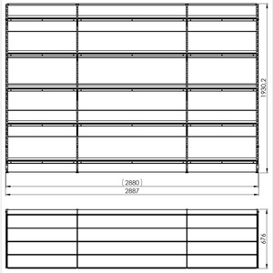 Regał wolnostojący przyścienny 5 półek 193x288x67 cm