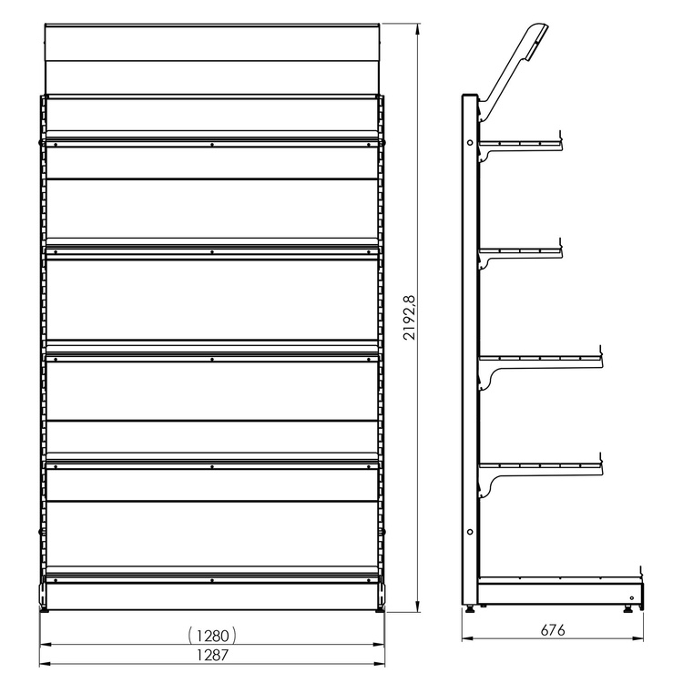 Regał wolnostojący przyścienny 5 półek 219x128x67 cm