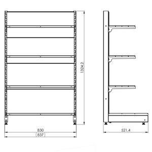 Regał wolnostojący przyścienny 4 półki 133x83x52 cm