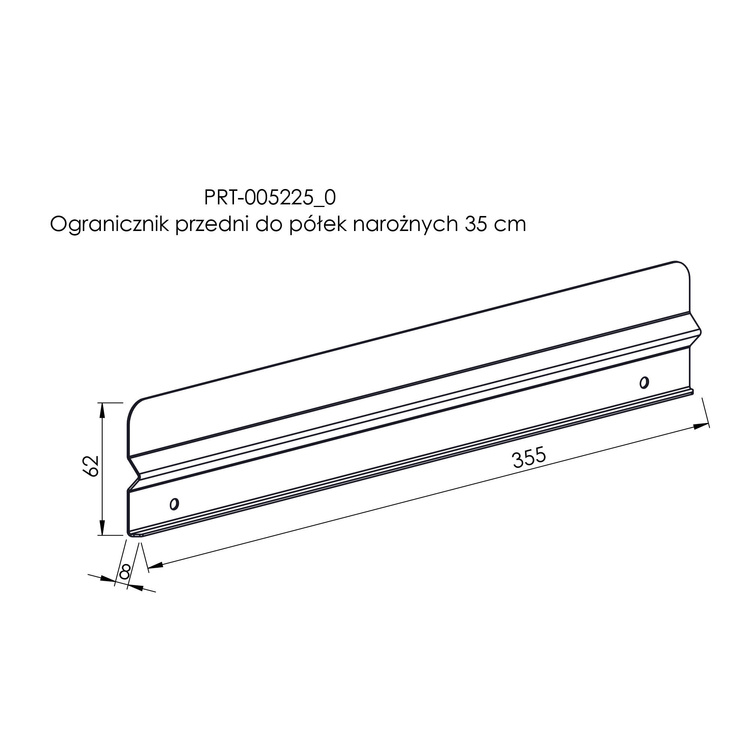 Ogranicznik przedni do półek narożnych 35 cm