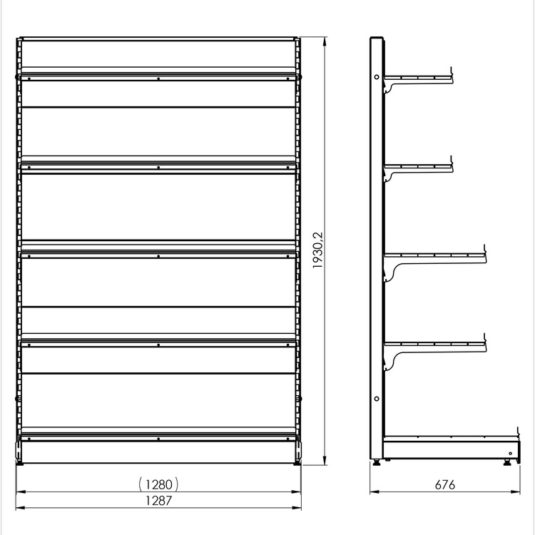 Regał wolnostojący przyścienny 5 półek 193x128x67 cm