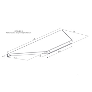 Półka narożna (2 segmenty) front 35 cm